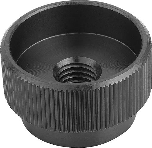RÄNDELMUTTER D=M12 D1=40, H=24, FORM:B MIT STIFTLOCH, AUTOM.STAHL BRÜNIERT