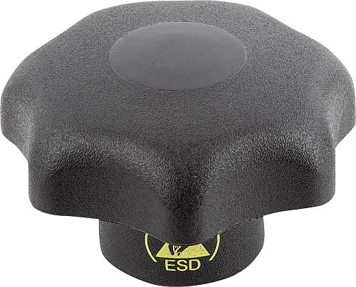 STERNGRIFF ANTISTATISCH DIN6336 D1=40 D=M08, FORM:K, THERMOPLAST SCHWARZ RAL9...