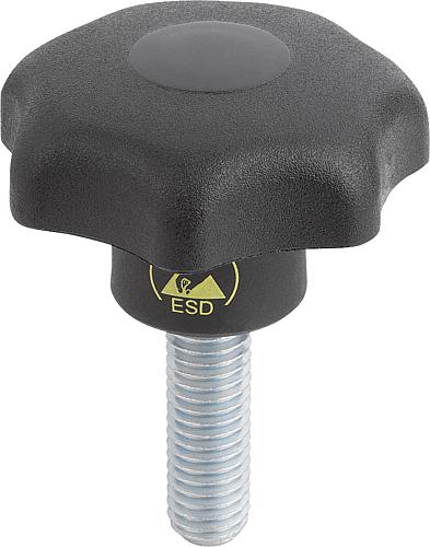 STERNGRIFF ANTISTATISCH DIN6336 D1=40 M08X25, FORM:L, THERMOPLAST SCHWARZ RAL...