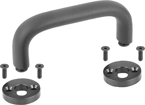 BÜGELGRIFF OVAL, ABNEHMBAR, A=350, L=390, D=M05x16, ALUMINIUM SCHWARZ KOMP:ST...