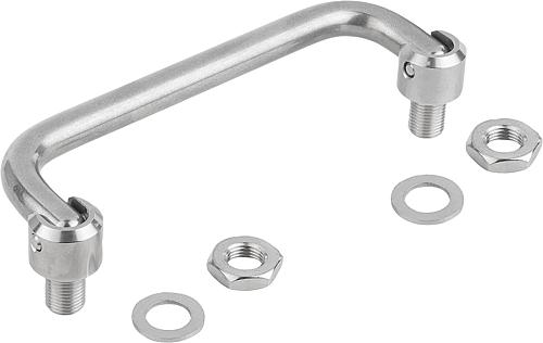 BÜGELGRIFF KLAPPBAR, A=180 L=198, D=M10x1 EDELSTAHL, HALBGLÄNZEND GLEITGESCHL.