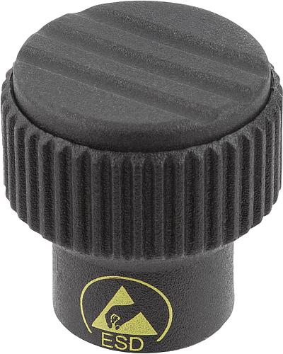 RÄNDELKNOPF ANTISTATISCH GR.1 D=M06, D1=21, H=22, THERMOPLAST SCHWARZ RAL9011...