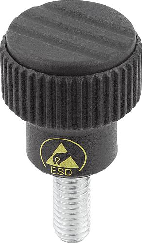 RÄNDELKNOPF ANTISTATISCH GR.1 D=M06X15, D1=21, H=22, THERMOPLAST SCHWARZ RAL9...