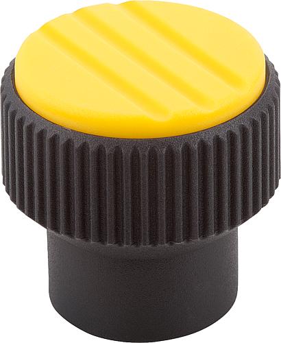 RÄNDELKNOPF GR.3 D=3/8-16, D1=34, H=36, THERMOPLAST SCHWARZGRAU RAL7021, KOMP...