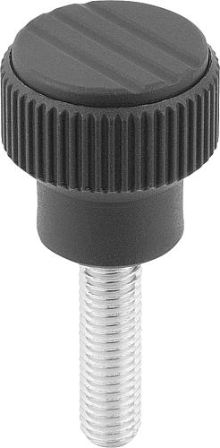 RÄNDELKNOPF GR.3 D=3/8-16X40, D1=34, H=36, THERMOPLAST SCHWARZGRAU RAL7021, K...