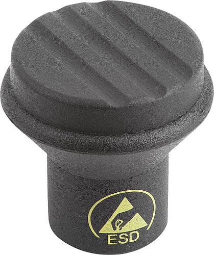 PILZKNOPF ANTISTATISCH GR.1 D=M05 D1=21 THERMOPLAST, SCHWARZ RAL9011, KOMP:STAHL