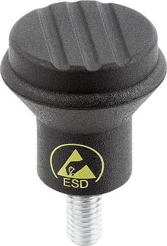 PILZKNOPF ANTISTATISCH GR.1 D=M05X10 D1=21 THERMOPLAST, SCHWARZ RAL9011, KOMP...