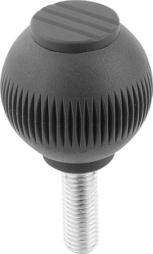 GRIFFKUGEL GR.4, D1=50 D=1/2-13X60, THERMOPLAST SCHWARZGRAU RAL7021, KOMP:STA...