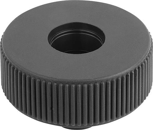 RÄNDELRAD GR.3, D1=63 D=1/2-13 , FORM:D, THERMOPLAST SCHWARZGRAU RAL7021, KOM...