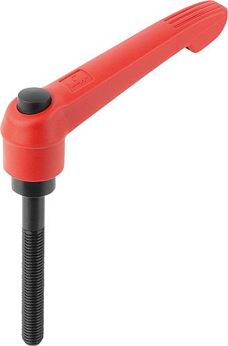 KLEMMHEBEL MIT DRUCKKNOPF GR.5 M16X90, KUNSTSTOFF ROT RAL3020, KOMP:STAHL SCH...