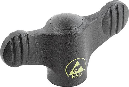 FLÜGELGRIFF ANTISTATISCH D=M06 A=50, H=24, FORM:K, THERMOPLAST SCHWARZ RAL90...