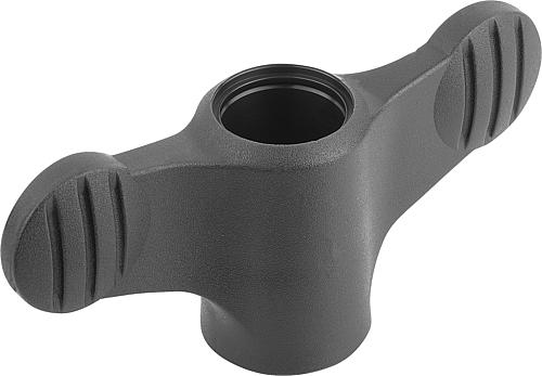FLÜGELGRIFF M06, FORM:D INNENGEWINDE DURCHGEHEND, A=38, B=4,5, H=18, THERMOPL...