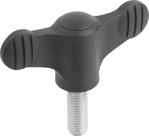 FLÜGELGRIFF D=M06X40 A=38, H=18, FORM:L MIT AUßENGEWINDE, THERMOPLAST SCHWARZ...