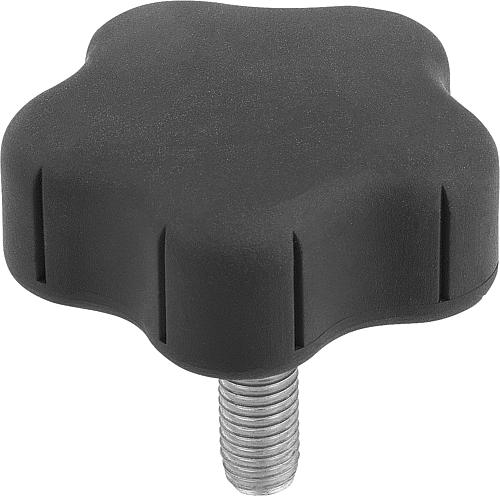 FÜNFSTERNGRIFF D=M10X50 D1=60 H=27,7, FORM:L THERMOPLAST, KOMP:STAHL