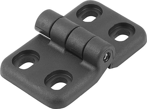 SCHARNIER MIT LANGLOCH 65X40, THERMOPLAST SCHWARZ, KOMP:STAHL