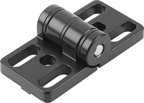 SCHARNIER MIT LANGLOCH 80X40, ZINK SCHWARZ PULVERBESCHICHTET, KOMP:EDELSTAHL