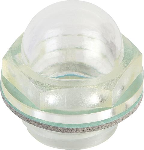 ÖLSCHAUGLAS GEWÖLBT OHNE REFLEKTOR, D1=G1, D=42, THERMOPLAST