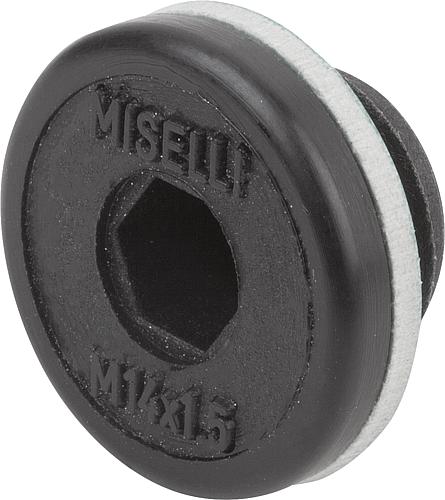 VERSCHLUSSSCHRAUBE OHNE ENTLÜFTUNG, D=35, M26X1,5, SW=12, THERMOPLAST SCHWARZ