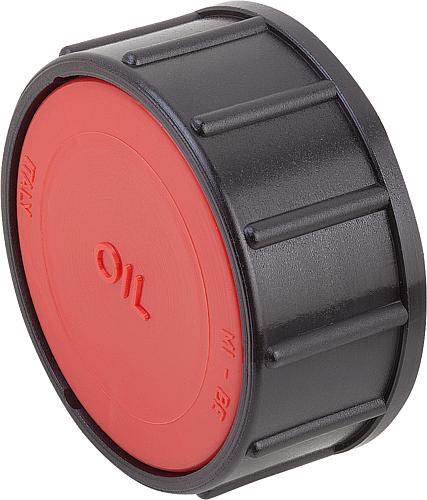 VERSCHLUSS D1=M60X2 THERMOPLAST, SCHWARZ, FÜR EINFÜLLSTUTZEN, ROT, D=67,5