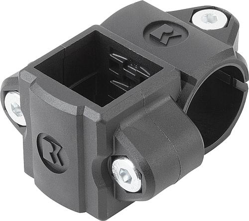 ROHRVERBINDER KREUZSTÜCK THERMOPLAST, FÜR RUND- & VIERKANTROHRE, KOMP:STAHL, ...