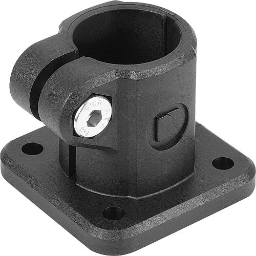 ROHRVERBINDER MIT FUß, FÜR RUNDROHRE, G=60, L=50, A=30, THERMOPLAST, KOMP:STAHL