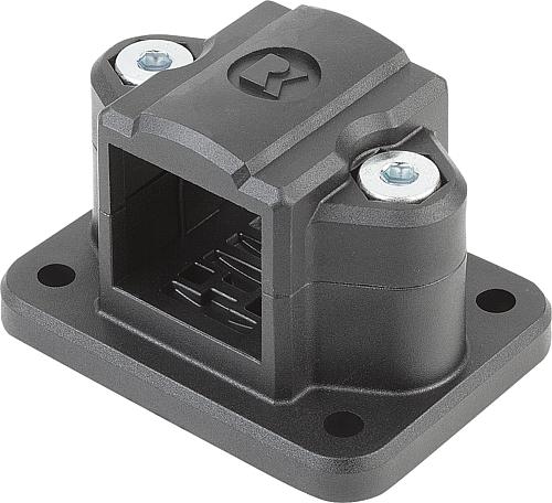 ROHRVERBINDER MIT FLANSCH THERMOPLAST, FÜR VIERKANTROHRE, KOMP:STAHL, A=30