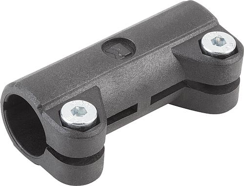 ROHRVERBINDER GERADE, FÜR RUNDROHRE, A=30, L=95, THERMOPLAST, KOMP:STAHL VERZ...