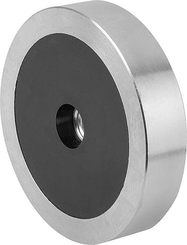 MAGNET FLACHGREIFER D1=M10 H=15 NDFEB, RUND, KOMP:STAHL, D=75, UN2807, GEFAHR...