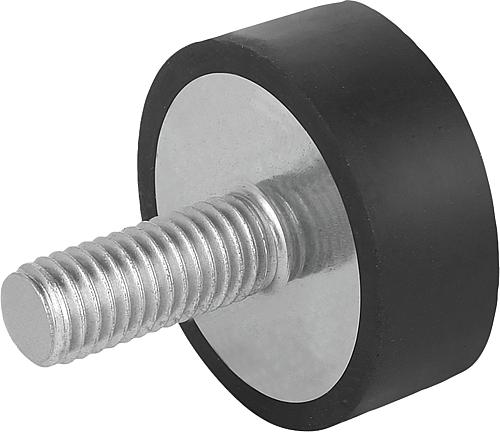 GUMMIPUFFER TYP D AUSSENGEWINDE M12X37, D=75, H=55, STAHL, KOMP:ELAST. NATURK...
