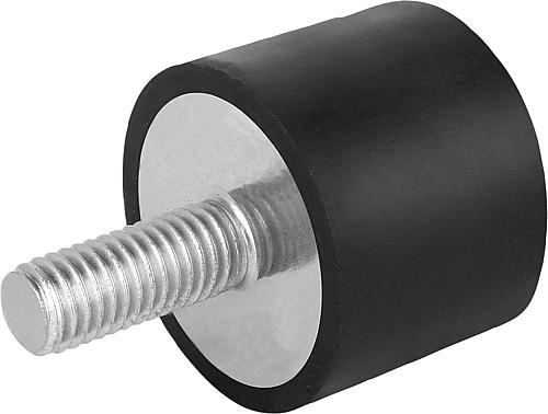 GUMMIPUFFER TYP DS SAUGFUß AUSSENGEWINDE M16X42, D=100, H=50 STAHL, KOMP:ELAS...
