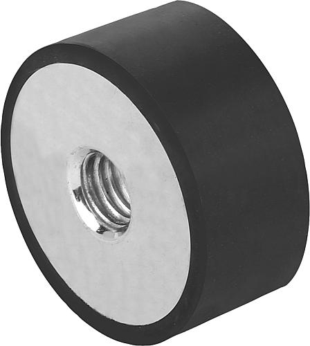 GUMMIPUFFER TYP E INNENGEWINDE M12, D=75, H=50, STAHL, KOMP:ELAST. NATURKAUTS...