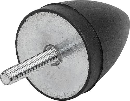 GUMMIPUFFER PARABELFÖRMIG AUSSENGEWINDE M12X37, D=75, H=89, STAHL, KOMP:ELAST...