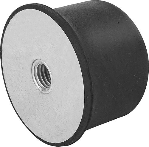 GUMMIPUFFER BALLIG INNENGEWINDEM16, D=125, H=90 STAHL, KOMP:ELAST. NATURKAUTS...