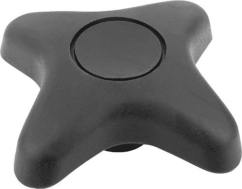 KREUZGRIFF, SOFT D=M12, D1=76, H=28, FORM:K, THERMOPLAST, KOMP:STAHL