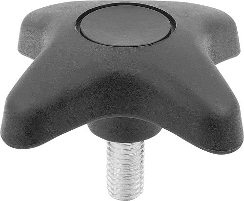KREUZGRIFF, SOFT M12X40, D1=76, H=30, FORM:L, THERMOPLAST, KOMP:STAHL