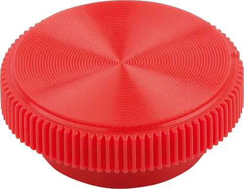 RÄNDELKNOPF MIT INNENSECHSKANT FÜR=M08, D1=26 H=10, THERMOPLAST ROT