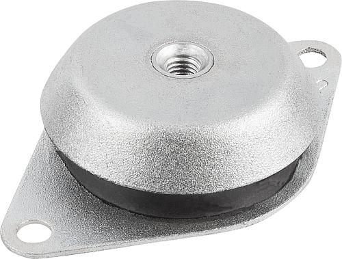 MASCHINENFUß MIT ABREISSSICHERUNG D=106, FORM:A, STAHL, KOMP:ELAST. NATURKAUT...