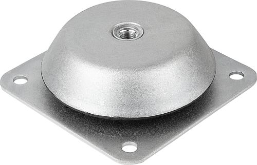 MASCHINENFUß MIT ABREISSSICHERUNG D=150, FORM:B, STAHL, KOMP:ELAST. NATURKAUT...