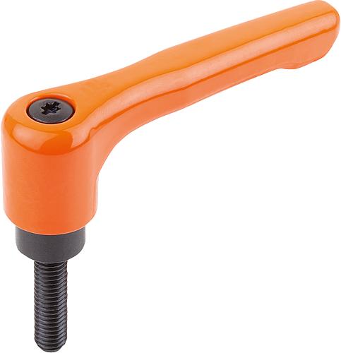 KLEMMHEBEL FLACH GR.3 M10X60, ZINK ORANGE RAL2004 KUNSTSTOFFBESCHICHTET, KOMP...