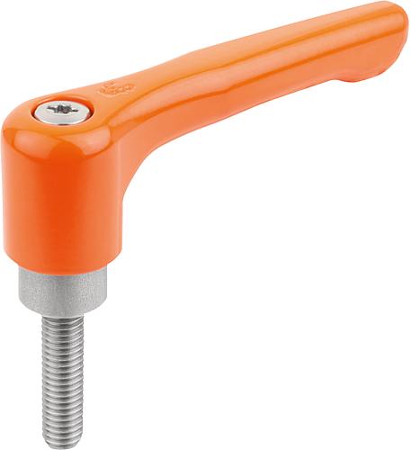 KLEMMHEBEL FLACH GR.3 M10X60, ZINK ORANGE RAL2004 KUNSTSTOFFBESCHICHTET, KOMP...