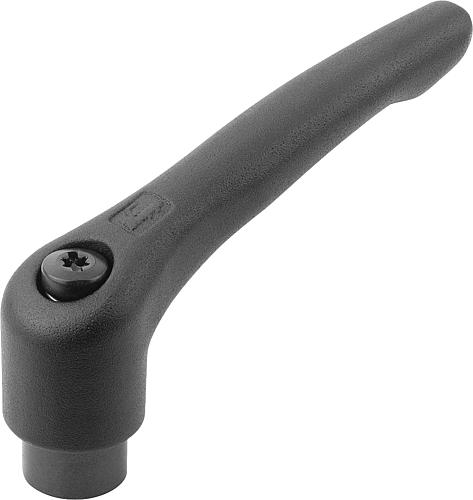 KLEMMHEBEL GR.5 M16, STAHL SCHWARZ RAL9005 SEIDENMATT, KOMP:STAHL BRÜNIERT