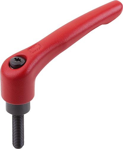 KLEMMHEBEL GR.5 5/8-11X90, STAHL ROT RAL3003 SEIDENMATT, KOMP:STAHL BRÜNIERT