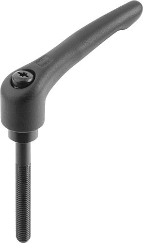 KLEMMHEBEL GR.5 M16X90, STAHL SCHWARZ RAL9005 SEIDENMATT, KOMP:STAHL BRÜNIERT
