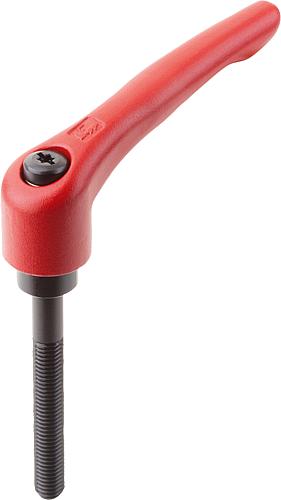 KLEMMHEBEL GR.5 M16X90, STAHL ROT RAL3003 SEIDENMATT, KOMP:STAHL BRÜNIERT