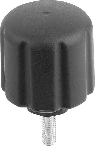 SPANNGRIFF ERGONOMISCH D=M10X50 D1=50 H=55, FORM:L KUNSTSTOFF, SCHWARZGRAU RA...