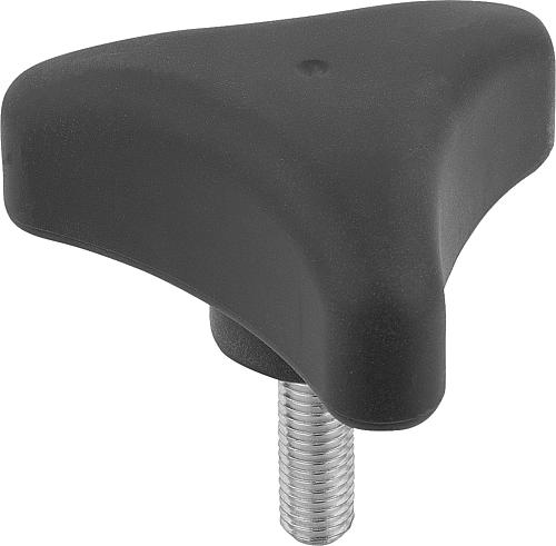 DREISTERNGRIFF ERGONOMISCH D=M12X60 D1=80 H=37, FORM:L KUNSTSTOFF, SCHWARZGRA...