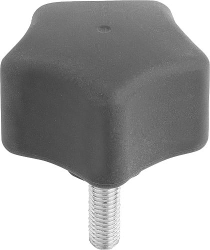 FÜNFSTERNGRIFF ERGONOMISCH D=M10X50 D1=63 H=45, FORM:L KUNSTSTOFF, SCHWARZGRA...