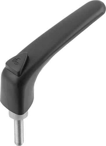 KLEMMHEBEL ERGONOMISCH GR.3 M10X60 KUNSTSTOFF, SCHWARZ RAL9011, KOMP:EDELSTAH...