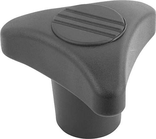 DREISTERNGRIFF D=M12 D1=80 H=53,5, FORM:K THERMOPLAST, SCHWARZGRAU RAL7021, K...