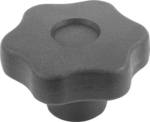 STERNGRIFF D=M12, D1=60, FORM:K MIT GEWINDEBUCHSE, H=34, THERMOPLAST SCHWARZ,...